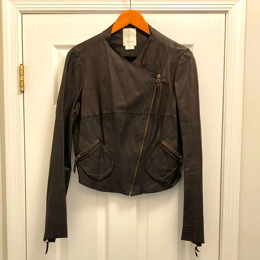 Anthropologie Elevenses Black Leather Motorcycle Jacket
